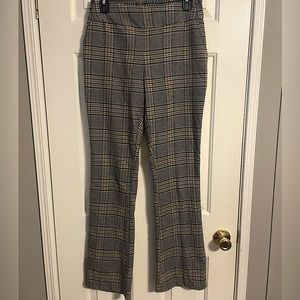 Plaid flare leg elastic trousers